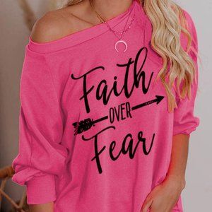 *PRICE DROP*Longsleeve Pink Faith Over Fear Tee